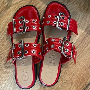 Basically Brand New Ganni Red Sandals